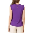 thumbnail image 3 of INSPIRE CHIC Blouse Sans Manches pour Femme, à Volants, Plissée, Blouse CHIC pour le Travail, L Violet Foncé, 3 of 7