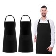 thumbnail image 3 of 2Pcs Black Neck Strap Apron Waterproof Pure Color 2 Pockets Barbecue BBQ Apron for Restaurant Home, 3 of 9