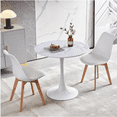 thumbnail image 2 of Velets Tulip Mid-Century Modern Round Dining Table – 40" White Marble Top & Pedestal Base, 2 of 2