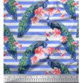 thumbnail image 1 of Soimoi Polyester Crepe Fabric Stripe,Floral & Peacock Bird Print Sewing Fabric Yard 52 Inch Wide, 1 of 3