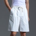 thumbnail image 4 of Birdeem Mens Solid Fashion Casual Cotton Drawstring Elastic Waist Half Shorts Pants, 4 of 12