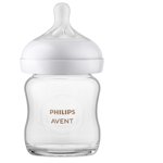Philips Avent Glass Natural Baby Bottle with Natural Response Nipple, 4oz Bottle, SCY910/01