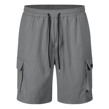 Ediodpoh Drawstring Belted Pocket Cargo Shorts for Men Mens Shorts Grey M