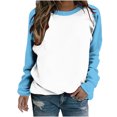 thumbnail image 1 of AherBiu Chandails à Col Rond pour Femmes, Hauts à Manches Longues, Hauts à Blocs de Couleur pour Sorties, T-Shirts d'Entraînement, 1 of 7