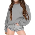 thumbnail image 2 of lcziwo Chandail pour Enfants à Col Rond, Chandail de Base Uni pour Enfants, Tunique Décontractée Oversize à Épaules Tombantes à Manches Longues, Mode Automne Hiver Sans Capuchon Gris, 7 Ans, 2 of 4