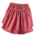 thumbnail image 1 of Yuyuzo 2 PC Athletic Shorts for Women Drawstring High Waisted Gym Shorts Solid Color Sport Shorts, 1 of 3