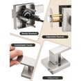 thumbnail image 3 of Brushed Nickel Door Handle Interior Privacy Door Lock Bed and Bath Door Lock with Square Rose Modern Keyless Door Lock Handle Reversible for Left & Right, 3 of 8