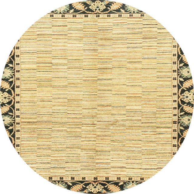 Ahgly Company Tapis d'Intérieur Rond Abstrait Cannelle Brun Abstrait, 4 Pieds Rond