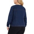 thumbnail image 3 of GRACE & GRANDEUR Juniors Plus Size Outfits Jean Long Sleeves Collarless Denim Jacket, 3 of 6