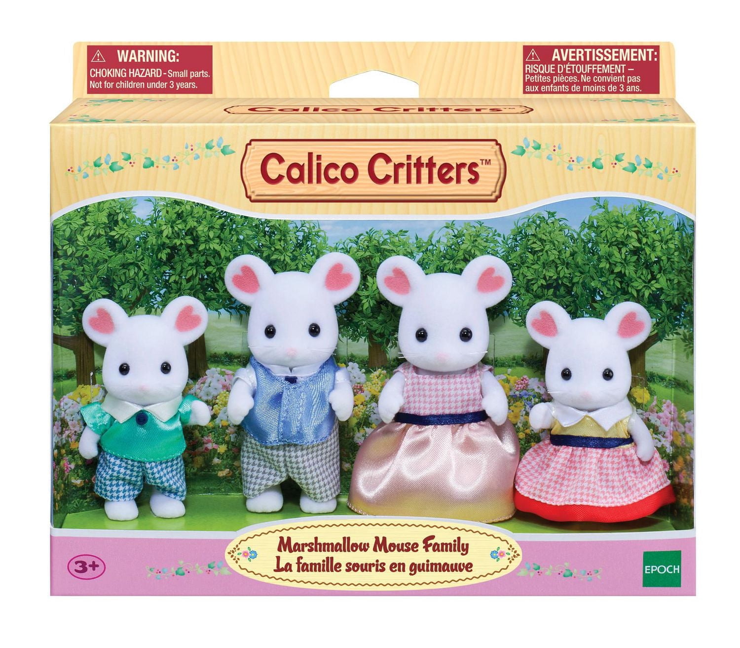Famille Marshmallow Mouse de Calico Critters, ensemble de 4 poupées figurines à collectionner