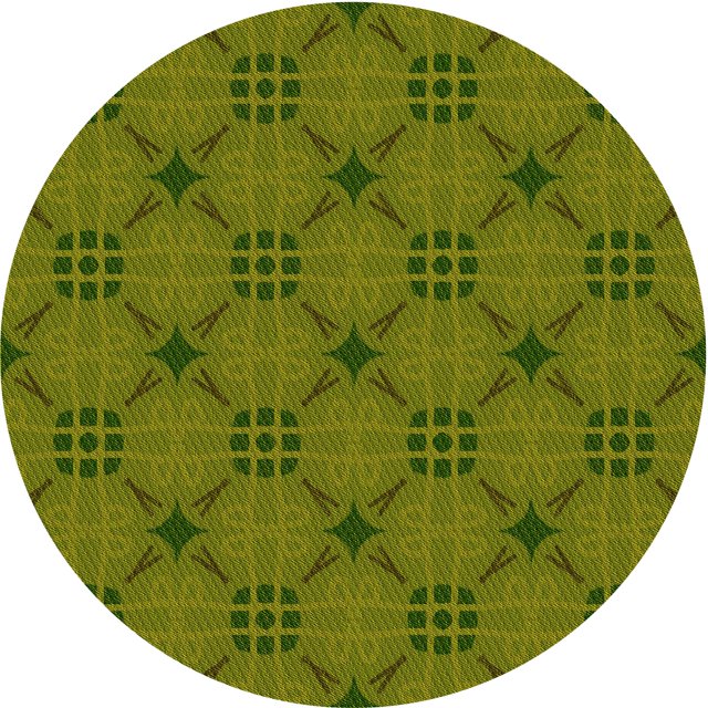 Ahgly Company Machine Washable Indoor Round Transitional Dark Yellow Green Area Rugs, 6' Round
