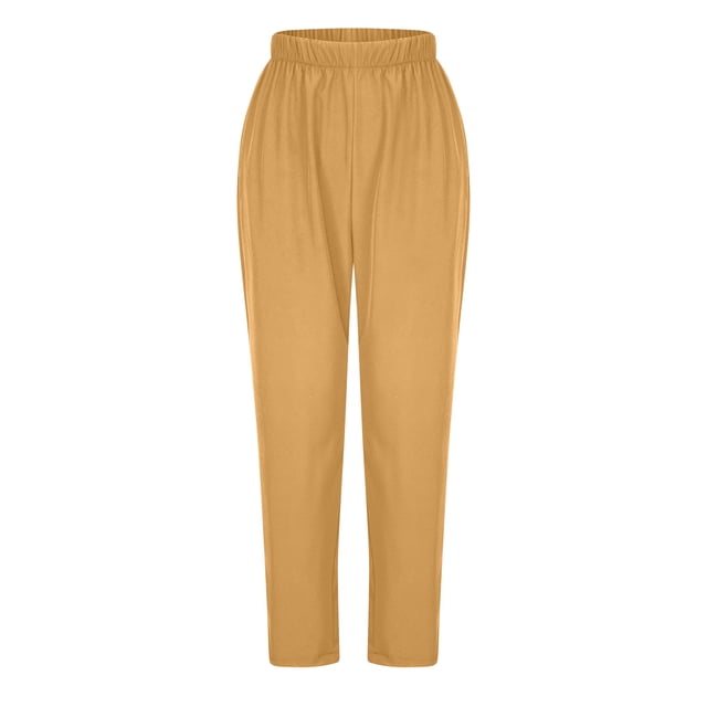 EQWLJWE Pantalon de Sarrau Jogger pour Femmes, Uni, Grande Taille