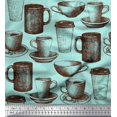 thumbnail image 3 of Soimoi Poly Georgette Fabric Tea & Coffee Cups Decor Fabric Printed Yard 42 Inch Wide, 3 of 3
