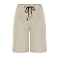 thumbnail image 3 of Plebaso Shorts Décontractés pour Femmes Longueur Genou, Shorts à Cordon, Shorts Roulés, Shorts Simples Légers à Enfiler, 3 of 6