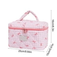 thumbnail image 3 of Large Makeup Travel Bag with Bow Design, Toiletry Organizer with Separate Brush Compartment, Water-Resistant Cosmetic Case for Shampoo and Full-Size Products, 3 of 9