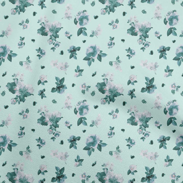 oneOone Velvet Sky Blue Fabric Florals Sewing Craft Projects Fabric Prints By Yard 58 Inch Wide