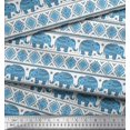 thumbnail image 2 of Soimoi Modal Satin Fabric Aztec & Tribal Elephant Ethnic Print Sewing Fabric Yard 42 Inch Wide, 2 of 3