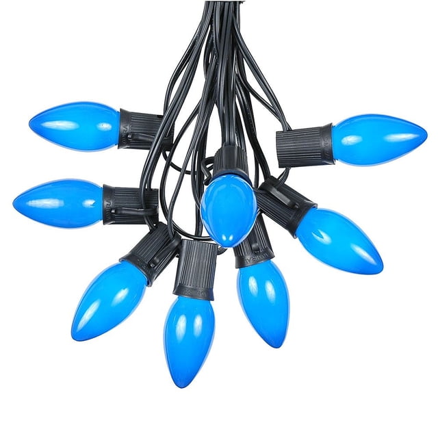 Novelty Lights 100 Foot C9 Blue Ceramic Christmas String Light Set