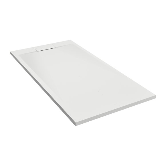 Emberveil White SMC Shower Base 36" x 72" – Low Profile Anti-Slip Stone Texture with Side Drain