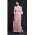 thumbnail image 2 of Bimba Rayon Leaves Block Smocked Waist Printed Gown Maxi Side Slit LadiesDress-XXX-Large, 2 of 6