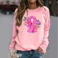 thumbnail image 2 of Rbaofujie Chandails d'Automne Femmes Mode Décontractée Imprimé Col Rond Ample Manches Longues T-shirt Hauts Blouse Chandails Sans Capuche Rose Chandails à Capuche et Chandails pour Femmes, 2 of 3