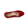 thumbnail image 4 of BLISSFUL STEP Women's Block Heel Pumps Platform Ankle Strap Round Toe Heel Red 7, 4 of 7