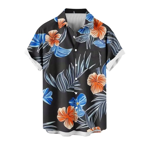 Tauxra Men's Short Sleeve Button Down Shirts Casual Print Polyester Shirts for Summer Vacation Beach Hawaii Cruise Aloha Shirt