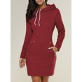 thumbnail image 1 of Spring Autumn Hooded Drawstring Women‘s Sweatshirt Dress Fashion Solid Pocket Package Hip Ladies Mini Dresses Plus Size, 1 of 7