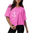 thumbnail image 1 of Blouses for Women Drop Shoulder Round Neck Oversized Crop Tops Workout Tops Tees, 1 of 1