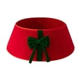 thumbnail image 1 of Christmas Tree Collar 23.6 in Velvet White with Red Bow for Holiday Tree Base Covering and Wire Concealment, 1 of 6