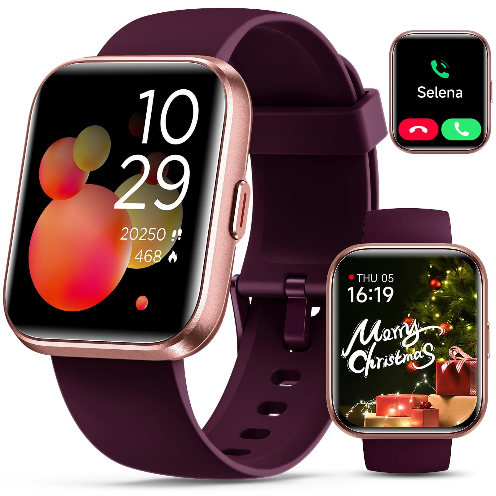 Smartwatch for Women, Compatible with Android & iPhone, 1.8'' Fitness Tracker Watch with Alexa, Call & Notification Alerts, Heart Rate & Sleep Monitor, 120 Sports Modes, Waterp