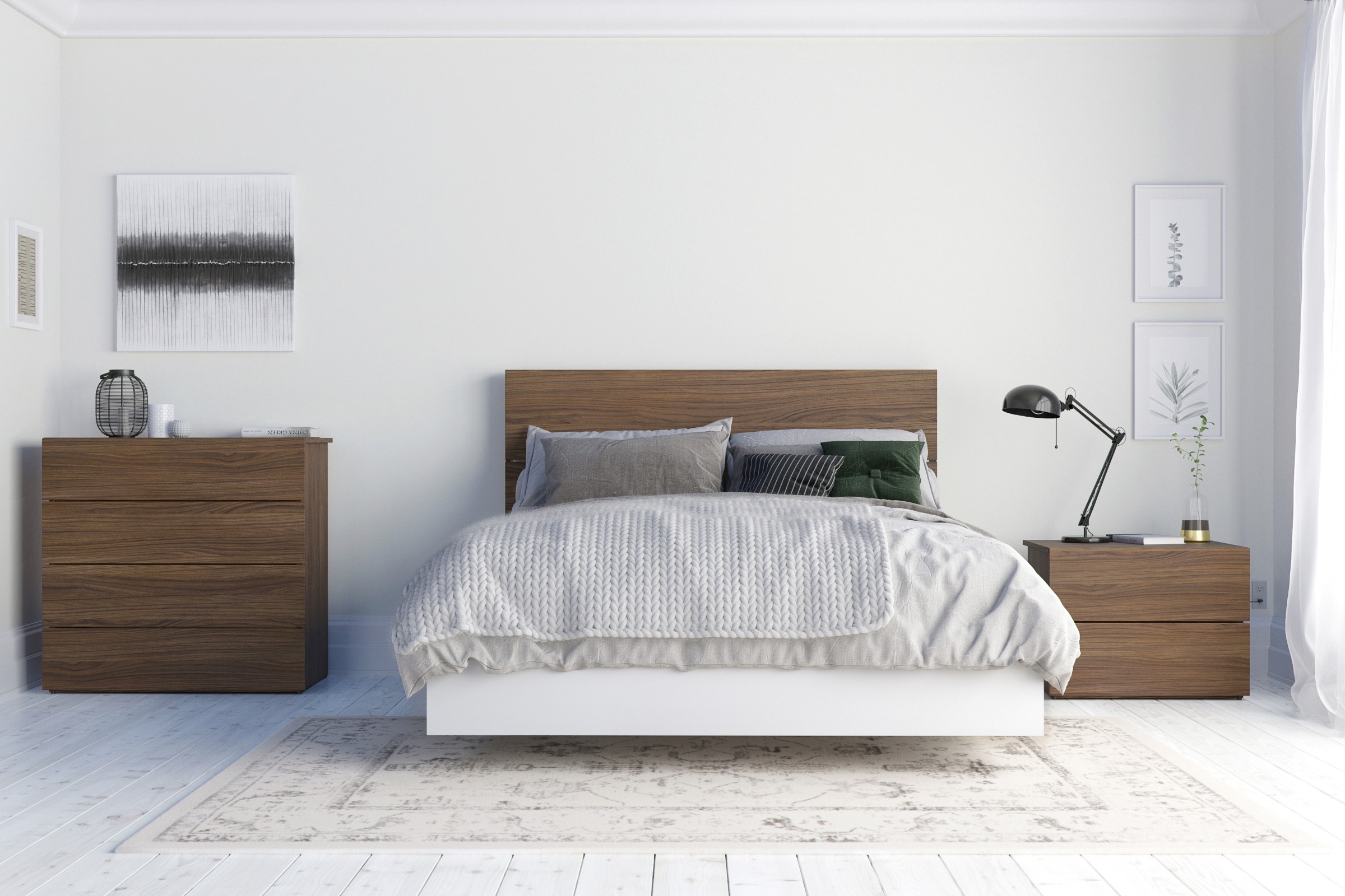 Nexera Ensemble de Chambre 4 Pcs avec Cadre de Lit, Marron, Full