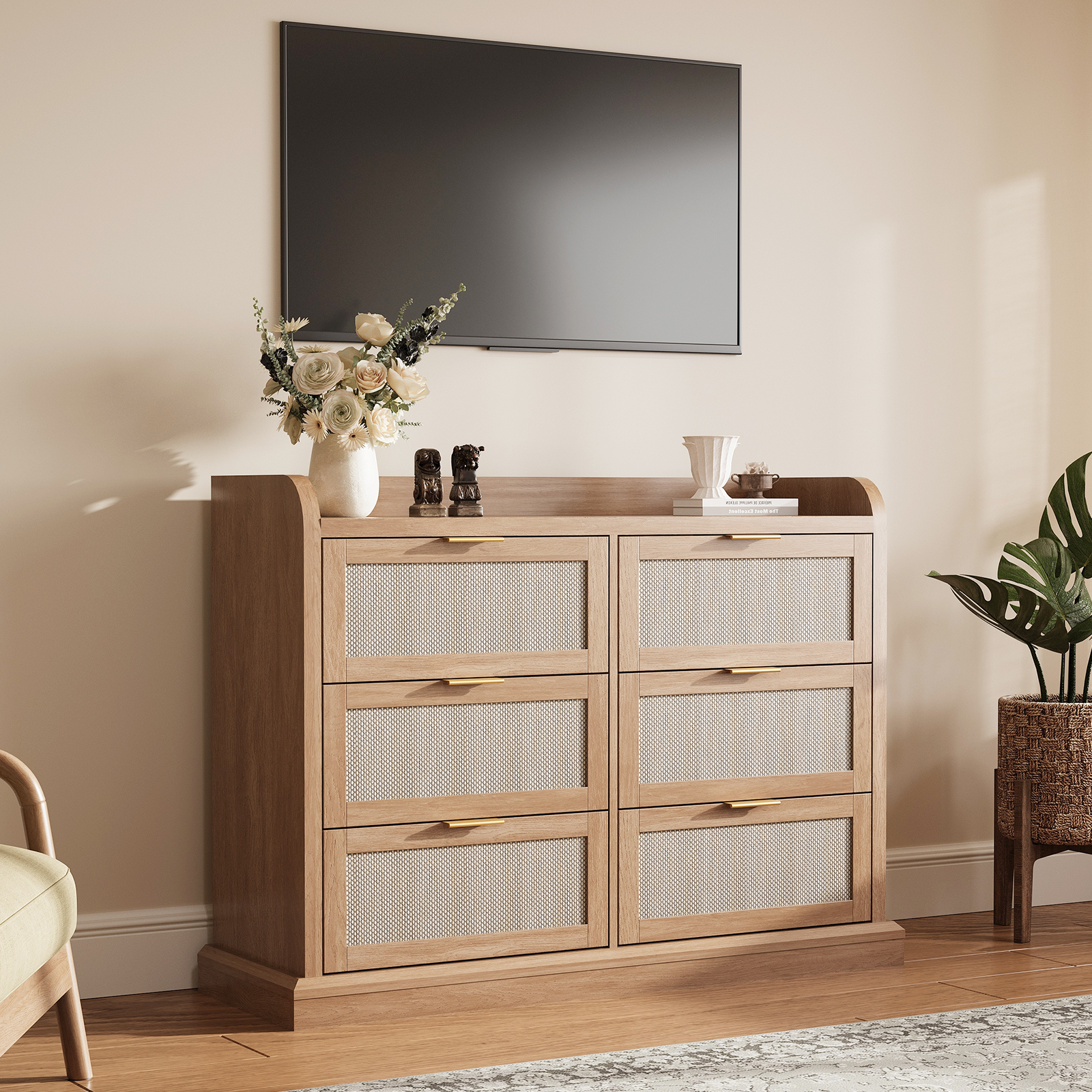 CuisinAid 6 Drawers Dresser for Bedroom Chest of Drawers for Living Room Desktop Storage Solution