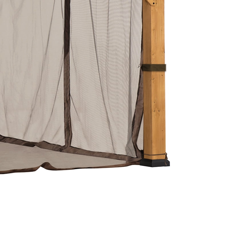 Panneaux de moustiquaire de remplacement Sunjoy, parois imperméables à 4 panneaux pour gazebo, terrasse et protection de jardin de 12 x 16 pieds