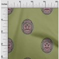thumbnail image 2 of oneOone Silk Tabby Green Fabric Asian Block Face Craft Projects Decor Fabric Printed By The Yard 42 Inch Wide, 2 of 4