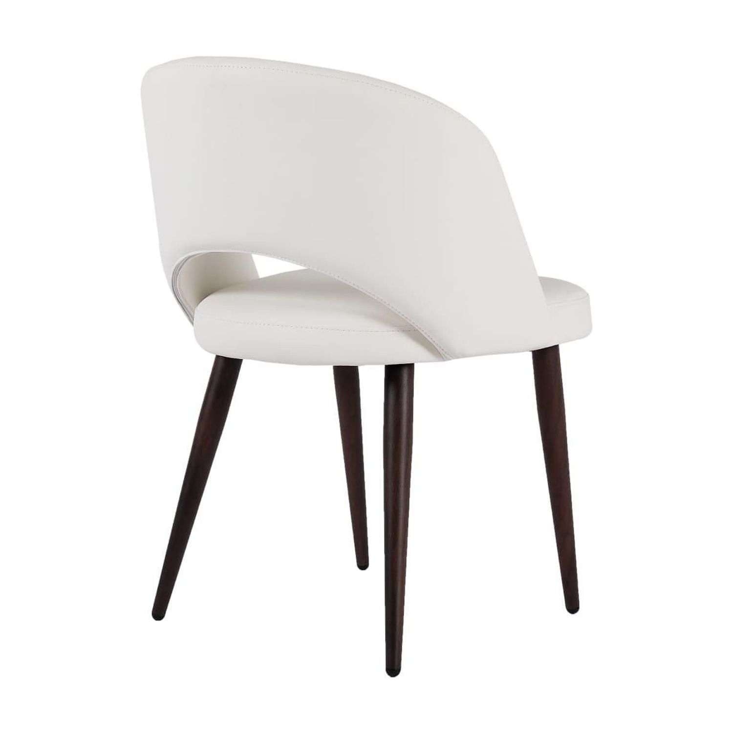 Executive Wood Dining Chair with White Leather Upholstery