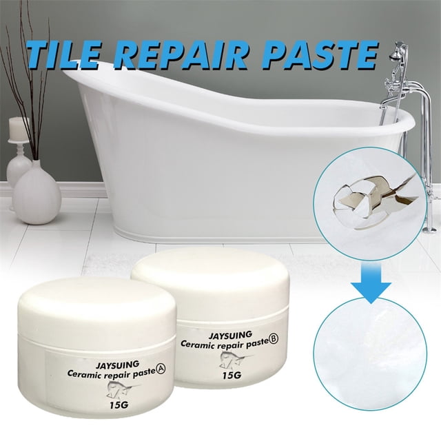 Fiogavroetic Trousse de Réparation pour Carreaux de Baignoire et Douche Trousse de Réparation en Porcelaine pour Plancher de Céramique à Fissures et Éclats