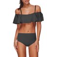 thumbnail image 1 of Bikinis Sets for Women Womens Ruffled Bikini Solid Color Swimsuit Set With Suspender One Shoulder Two-Piece Swimsuit, 1 of 1