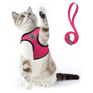 TIMIFIS Harnais pour Chat Harnais et Laisse pour Chat Gilet en Maille Douce Ajustable avec Sangle Réfléchissante Harnais et Laisse pour Chat en Métal Chute