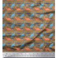 thumbnail image 1 of Soimoi Polyester Crepe Fabric Tree & Dinosaur Animal Print Fabric by Yard 52 Inch Wide, 1 of 3