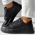 thumbnail image 2 of Dakaela Espadrilles de Mode à Paillettes pour Femmes, Basses, Plateforme, Strass, Chaussures de Marche et de Course, Noir 9.5, 2 of 7