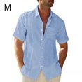 thumbnail image 2 of Wweixi Men's Button Down Shirt Boys Summer Pool Party Beach Walking Solid Color Simple Design Tops Daily Working Clothes Light Blue M, 2 of 5
