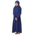 thumbnail image 1 of LUOGENLI Dress Girls Round Neck Ruffled Solid Color Dress with Pattern Flounce Maxi Dress for Girls 2025 Vacation Dark Blue 7-8Years, 1 of 4