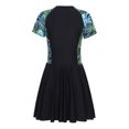 thumbnail image 2 of iiniim Maillot de Bain une Pièce pour Femme Grande Taille, Manches Courtes, Maillot Dermoprotecteur, Robe de Natation, Maillot de Plage Modeste, Noir Vert 3TG, 2 of 7