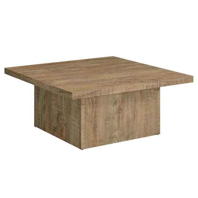 Coaster Home Furnishings Zetta Table Basse Carrée de 35 Pouces avec une Finition Stratifiée Aspect Bois de Manguier Rustique. la Table a un Dessus Carré Spacieux de 35 x 35 Pouces avec un Grand Surplomb, Soutenue par une base de Style Bloc Audacieuse. Fabriquée en Bois d'Ingénierie durable avec un Placage Stratifié Résistant aux Rayures, Elle Offre une Capacité de Charge Maximale de 300 Livres. Idéale pour les Salons, Elle Complète les Intérieurs de Style Ferme, Moderne et Transitionnel.