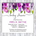 thumbnail image 1 of Darling Souvenir Custom Purple Floral Printed Baby Shower Invitations Girl/ Boy| 10 Personalized Invites With Envelopes 5 x 7, 1 of 3