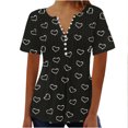 thumbnail image 1 of Blouses for Women Womens Printed V-neck Button Up Short Seeved Top, 1 of 1