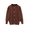 thumbnail image 1 of Tranfacy Long Sleeve Shirts for Girls, Fall Tops, Kids Solid Color Fleece Knitted Cardigan Long Sleeve Round Neck Sweater Button Shirts, 1 of 3