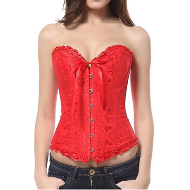 Corsets Bustiers pour Femmes Haut Brodé à Armatures Grande Taille