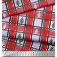 thumbnail image 3 of Soimoi Purple Modal Satin Fabric Plant & Check Print Fabric by the Yard 42 Inch Wide, 3 of 3